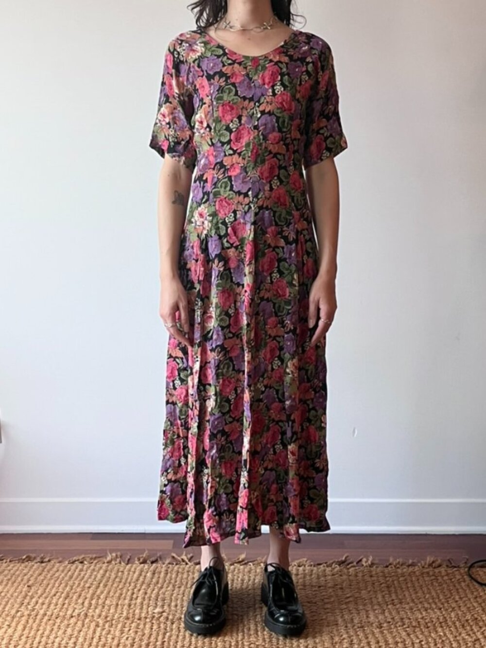 Vintage 90s Olive Clothing.Co Floral Maxi Dress